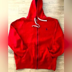 Ralph Lauren polo zip up hoodie red size large
